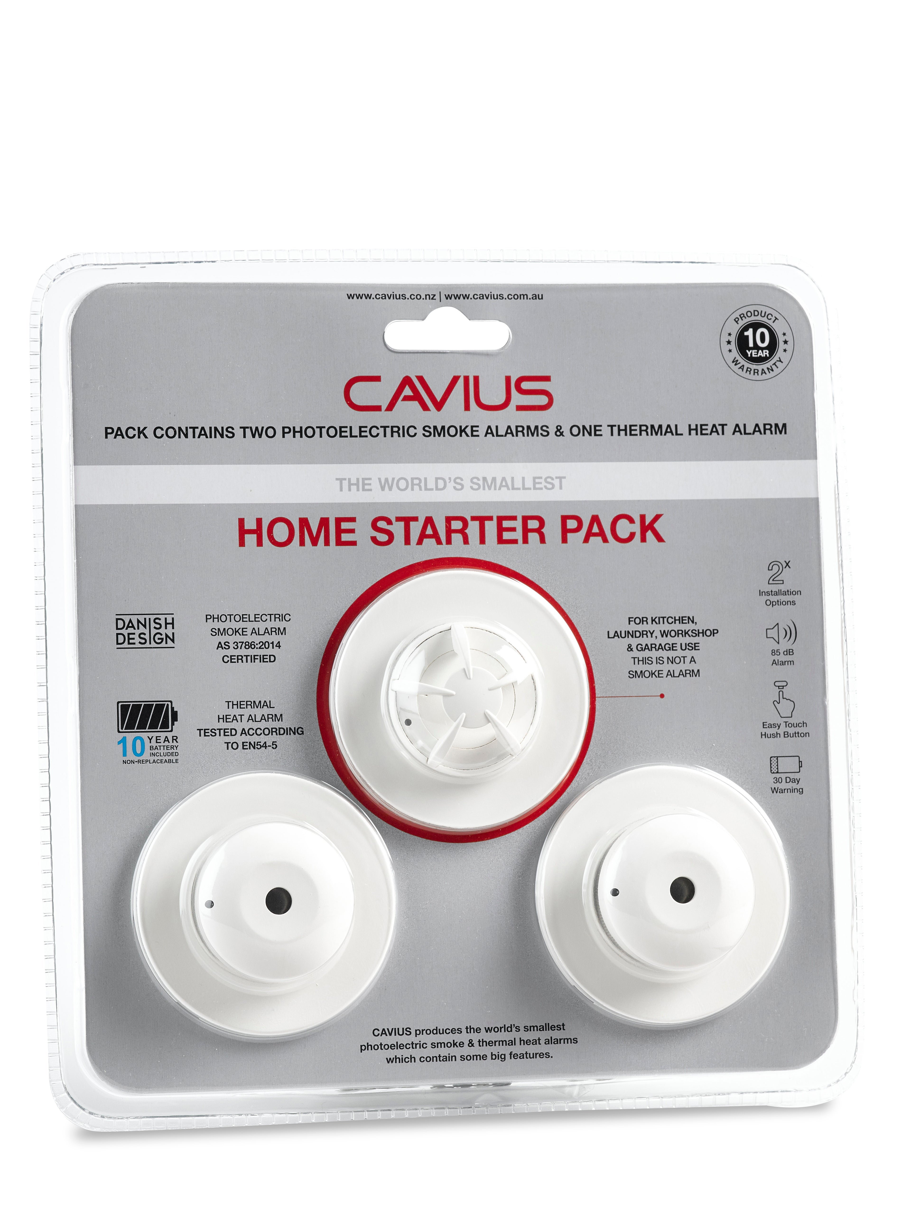CAVIUS Home Starter Pack – 10‑Year Alarms (Sealed)