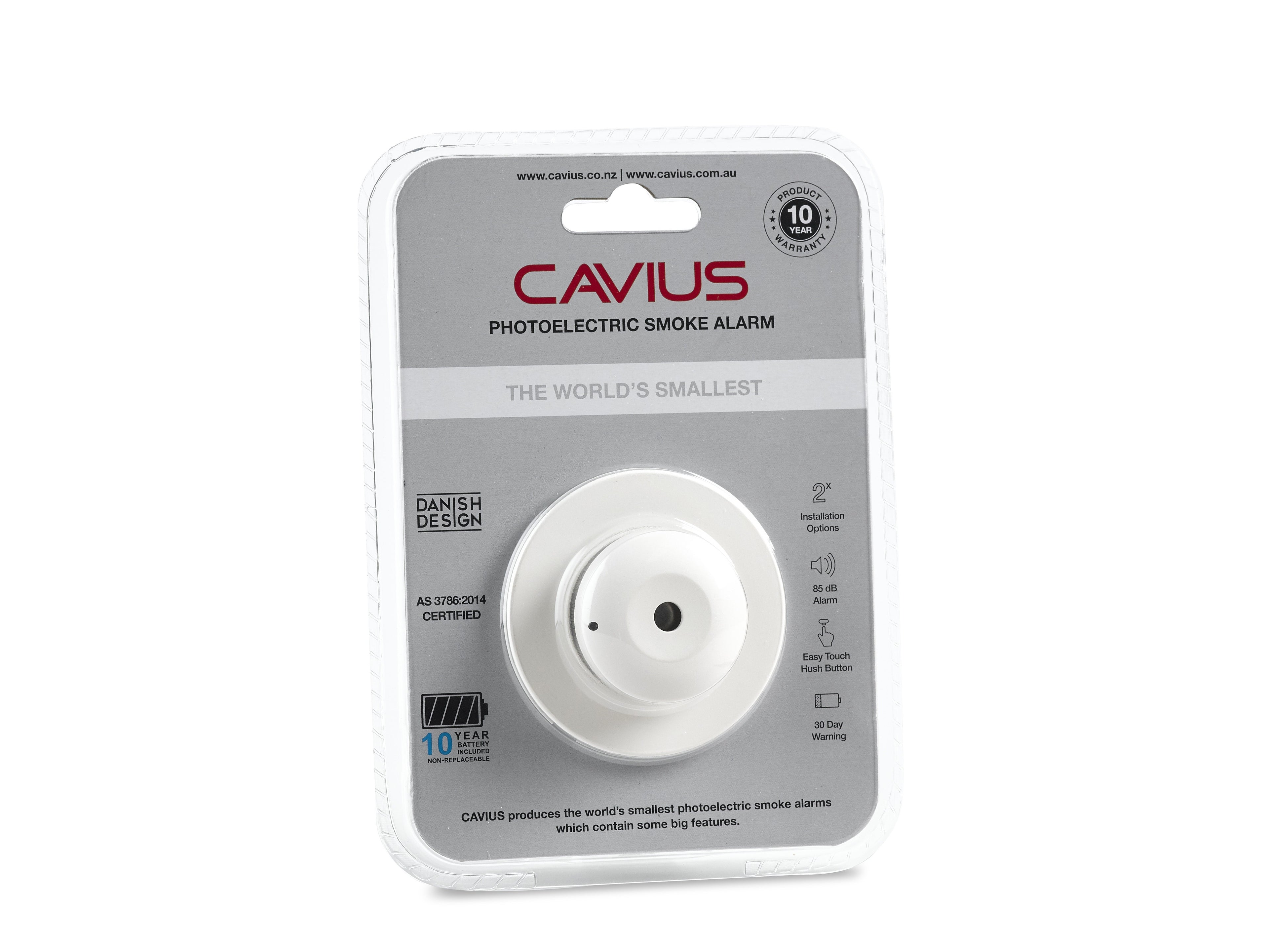 CAVIUS Nano 10‑Year Photoelectric Smoke Alarm (Sealed)