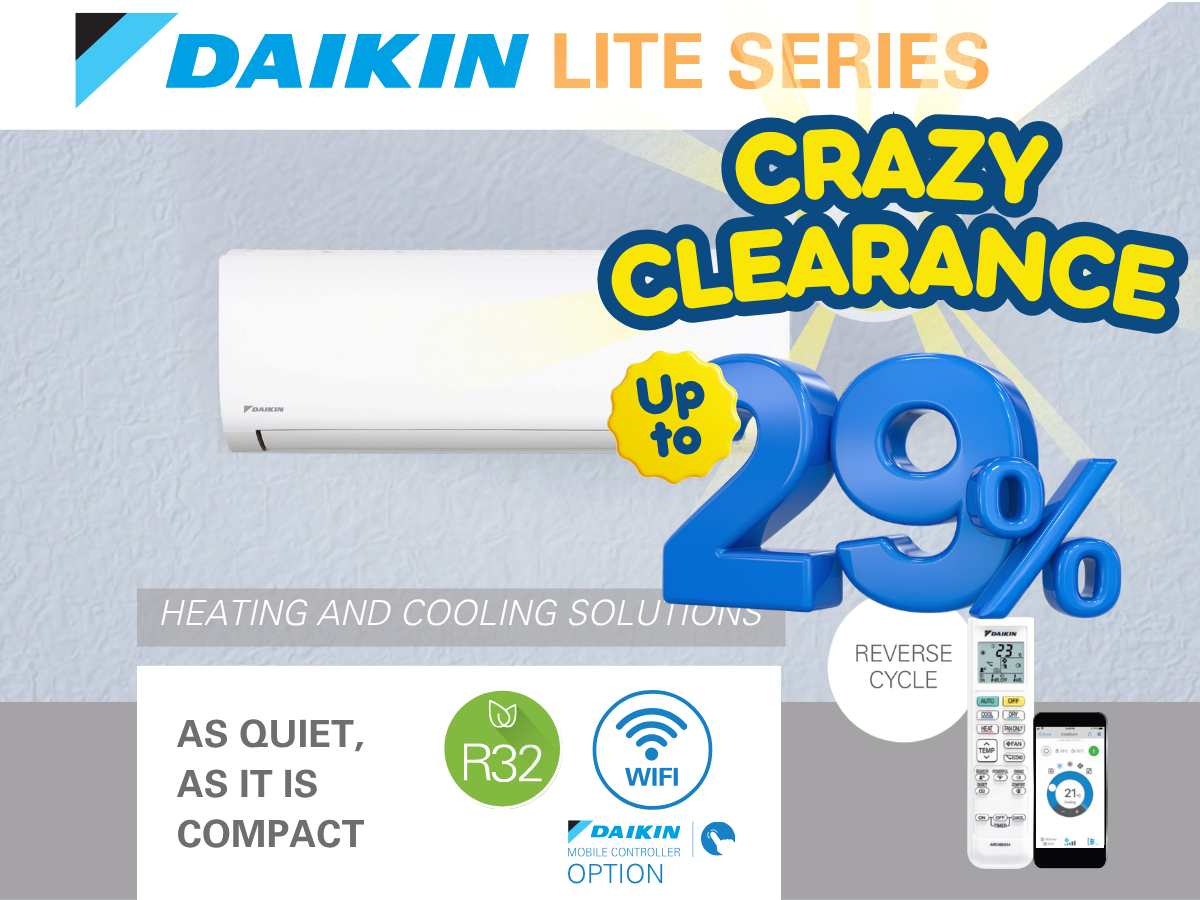 Daikin Lite Series Heat Pump – Clearance Sale (Brand New, Indoor or Outdoor Options)