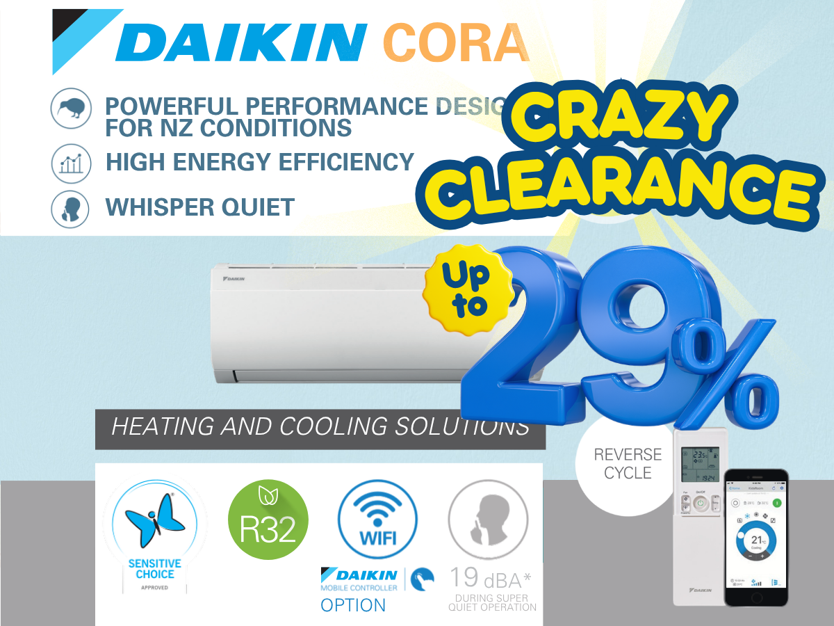 Daikin Cora Series Heat Pump – Clearance Sale (Brand New, Indoor or Outdoor Options)